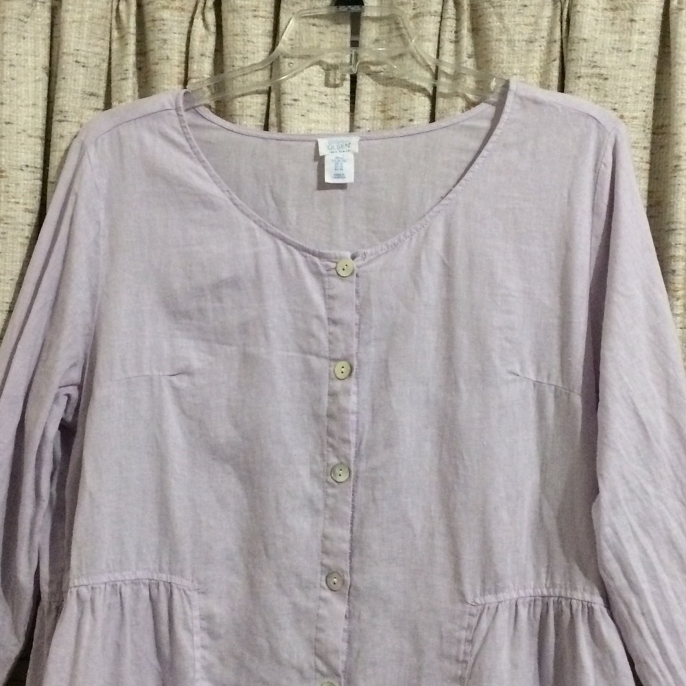 Sigrid Olsen 100% Linen Peplum Top - image 2